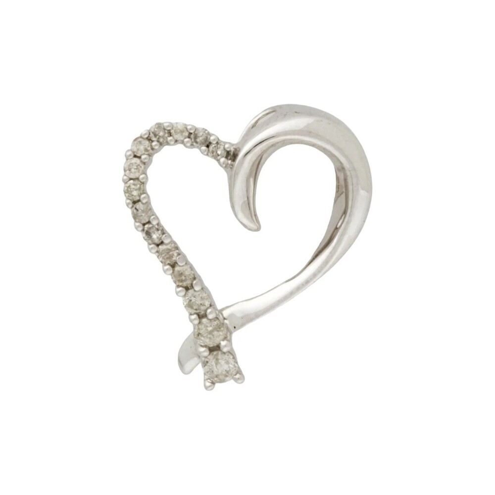 10K White Gold Heart Pendant w/ 0.21ctw 14 Round Brilliant Diamonds MSRP $550
